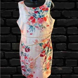 Calvin Klein White Sheath Midi Dress Scoop Neck Sleeveless